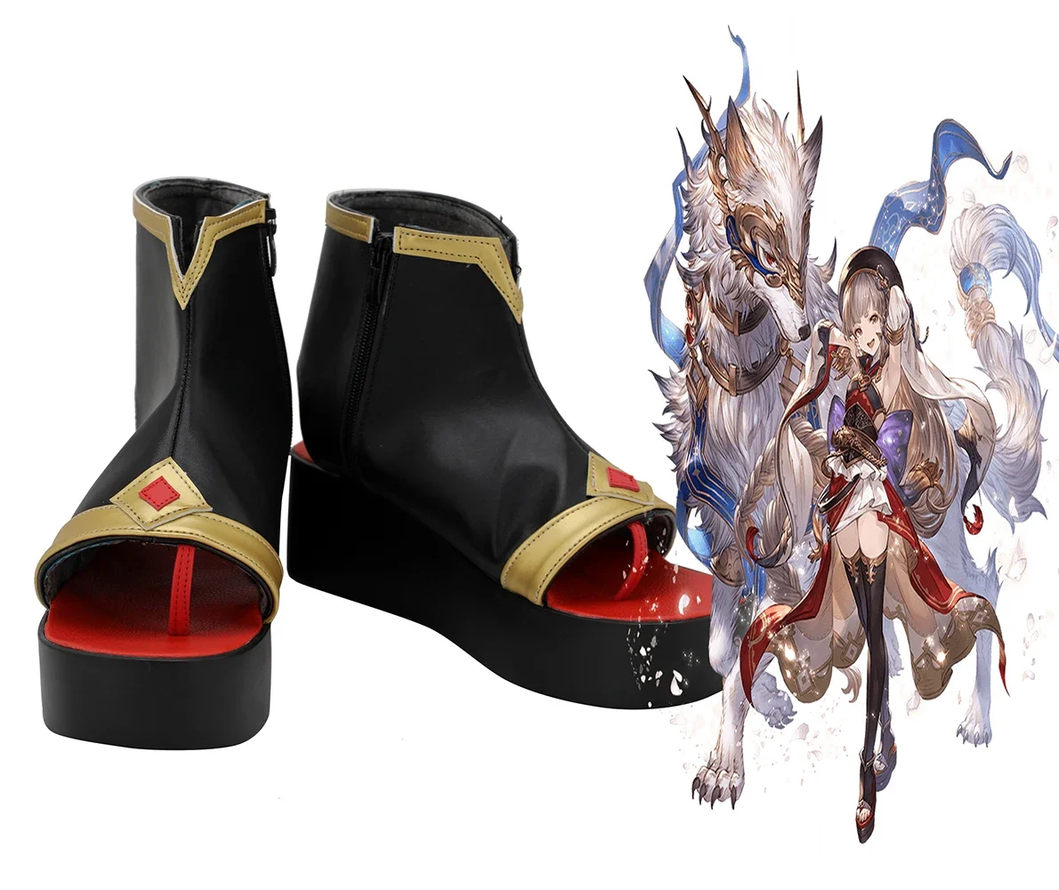 Granblue Fantasy Pholia Cosplay Boots Black Shoes Custom Made Any Size