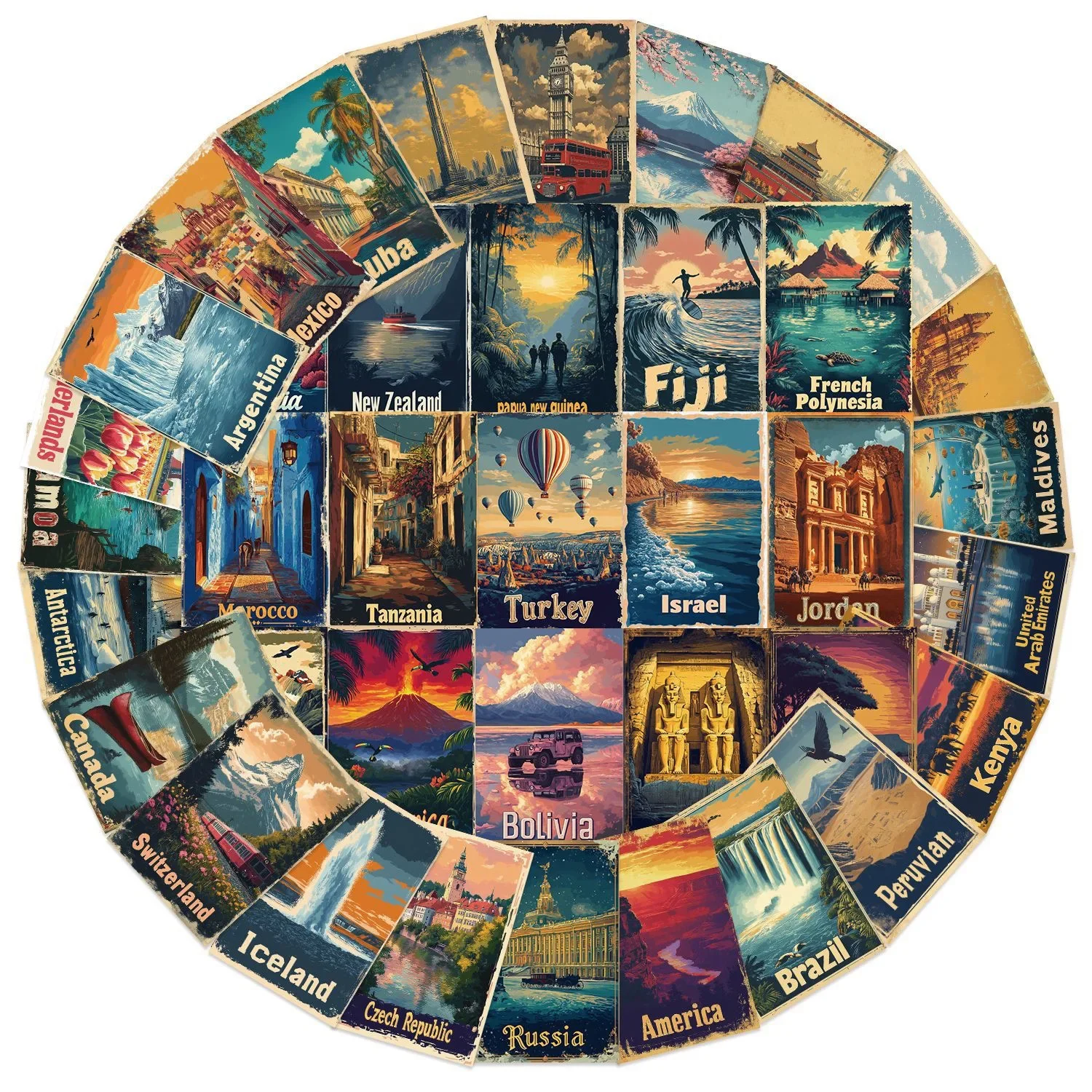 

10/50PCS Retro World Famous City Travel Graffiti Stickers Beautiful Country Scenery Decals DIY Laptop Phone Waterproof Sticker