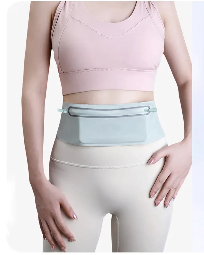 Ultra Slim Running Belt Bag 3 Pocket Reflective Water Resistant Waist Pack Adjustable Sports Phone Holder for Men Women