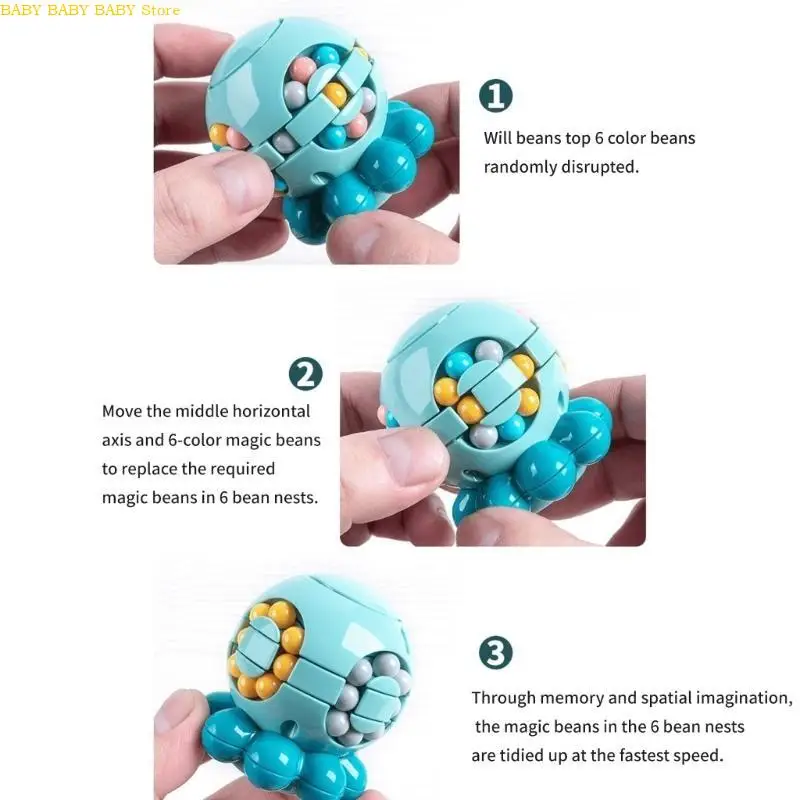 Q81A ROUTING Bean Cube Spinner Fidgets Toy, Stress Reliefs Fidgeles Ensiety Relief Learning & Education Toy Gift Toy