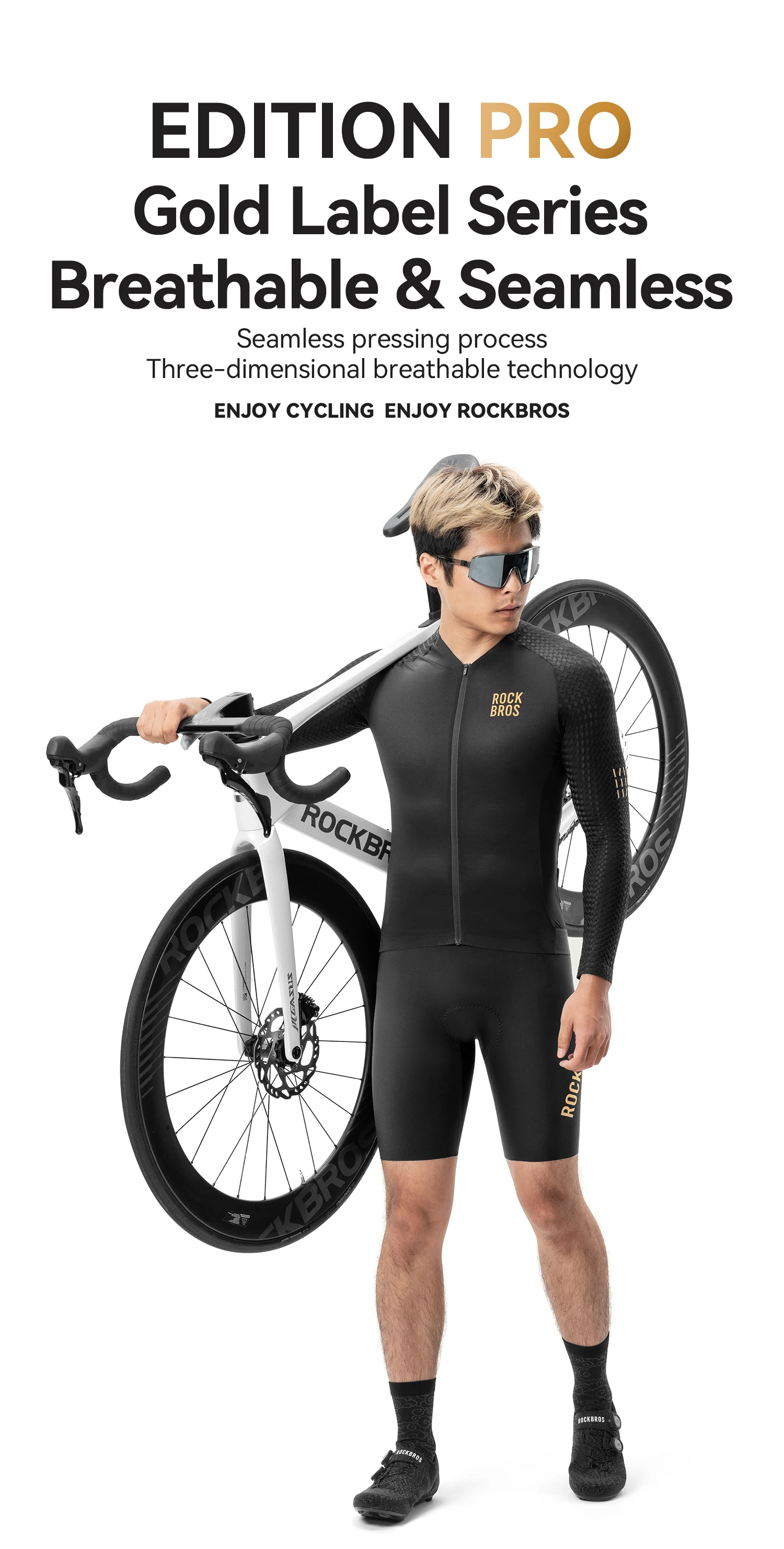 ROCKBROS Radfahren Jersey Set Winter Frühling Jacke Lätzchen Hosen Langarm MTB Fahrrad Kleidung Maillot Thermische Fleece Tragen Anzug – Detail 1