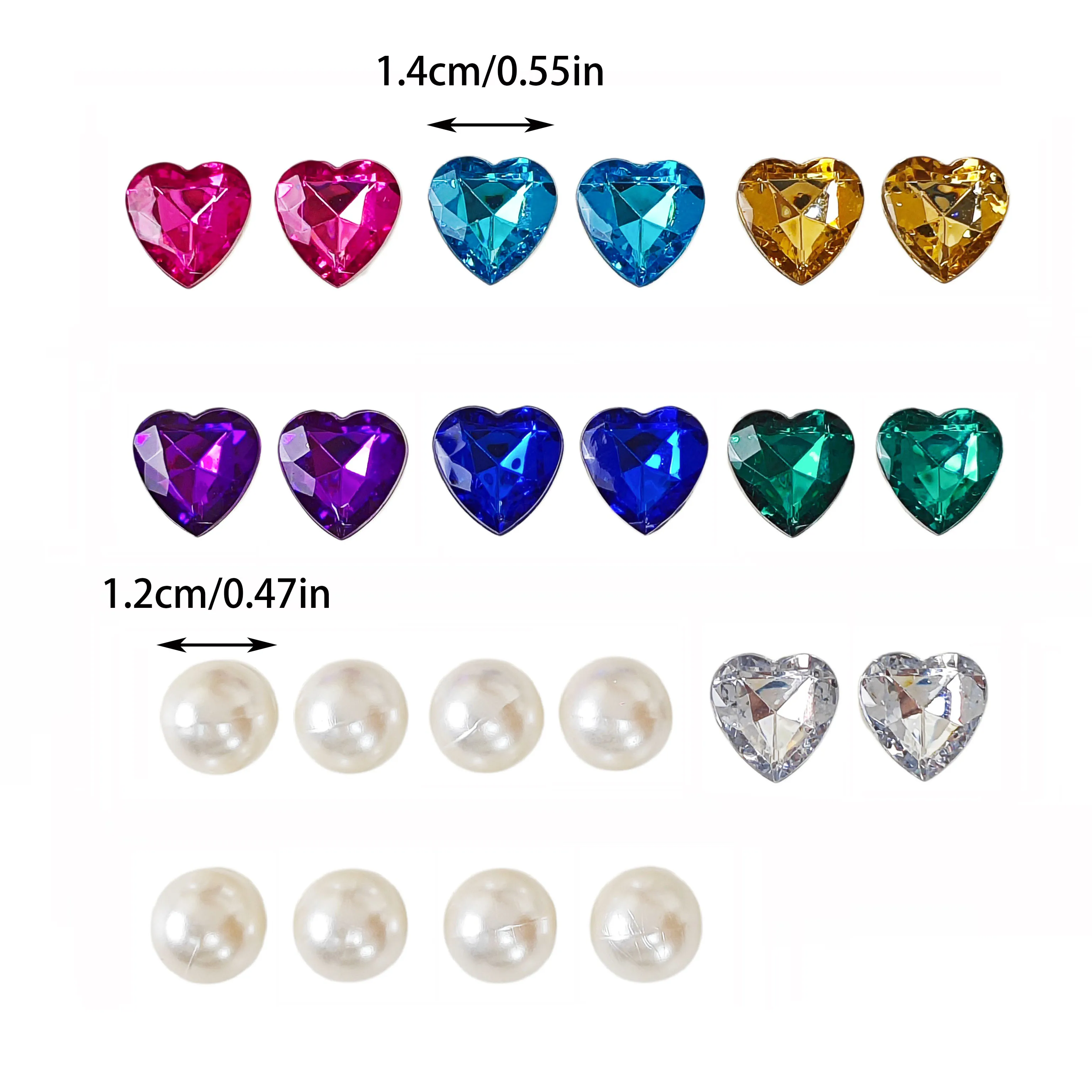 22Pcs DIY Shoe Decoration Charms, Shiny Colorful Heart-Shaped Artificial Diamonds, Imitation Pearl Decorative Buckles, Non-Metal Lightweight Material, Y2K Fashion Versatile Cute Personality Accessories for Men and Women, Suitable for Eva Beach Shoes, Sandals, Removable Shoe Decorations, Holiday Gifts