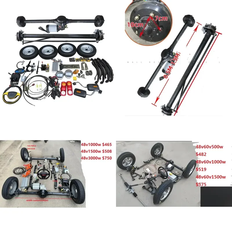 For Go Kart Electric Tricycle Rickshaw Golf Car 36V 48V 1000W 5KW Differential Front Rear Axle Assembly with Motor Spare