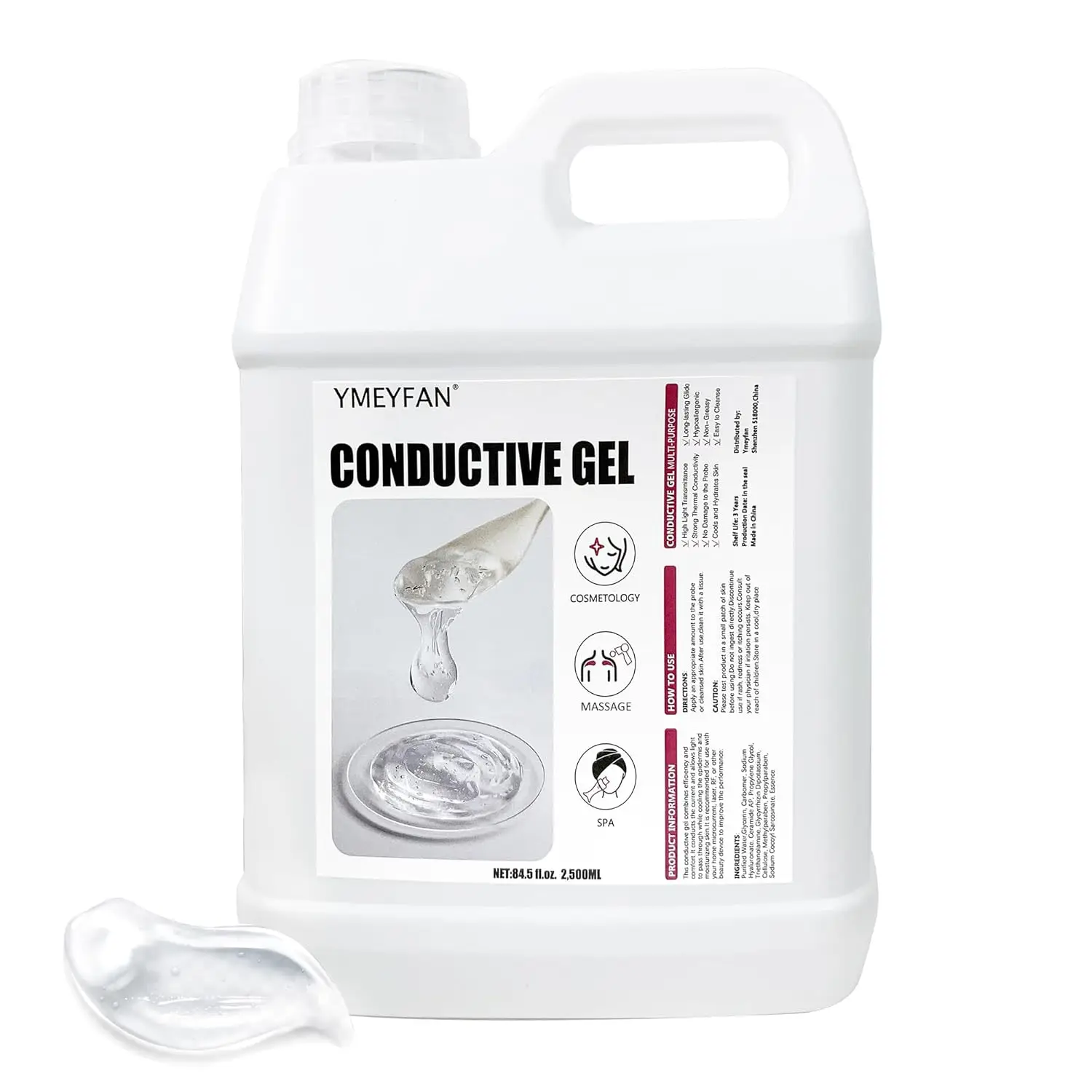 

2.5L Conductive Gel for Microcurrent & RF Devices, Cooling Hydrating Gel with Sodium Hyaluronate, Ceramide AP, Sulfate-Free