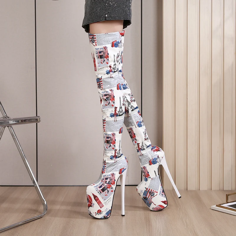 SDTRFT 20cm Thin High Heels Stilettos Over The Knee Long Boots Platform Women Pumps Catwalk Shows Gladiator Shoes Drop Shipping