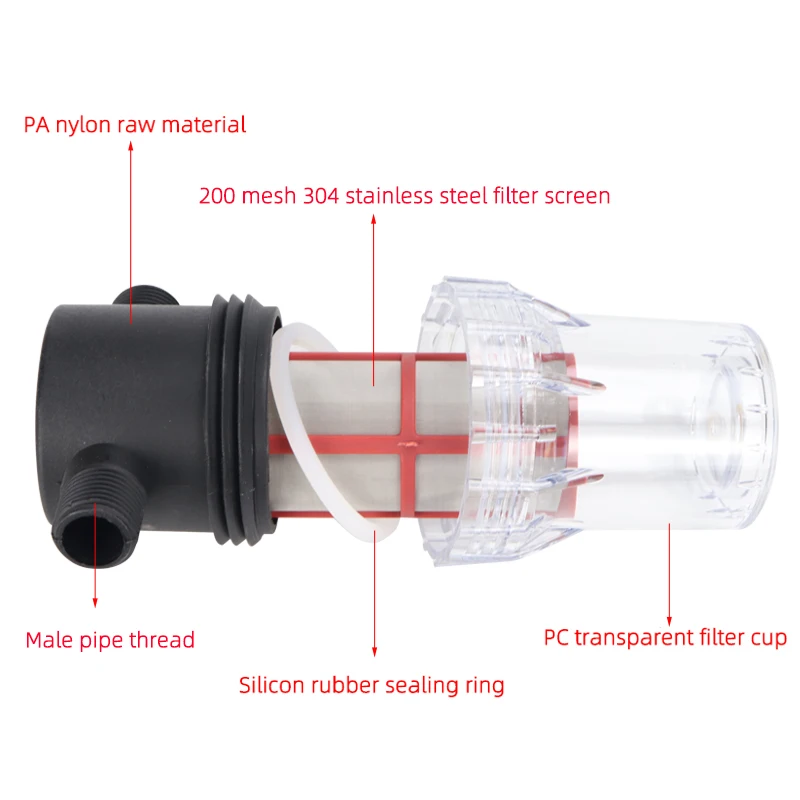 304 ze stali nierdzewnej filtr siatkowy 200 Mesh filtr wstępny filtr pompy wody 1/2 Cal 3/4 Cal 1 Cal filtr gwint męski