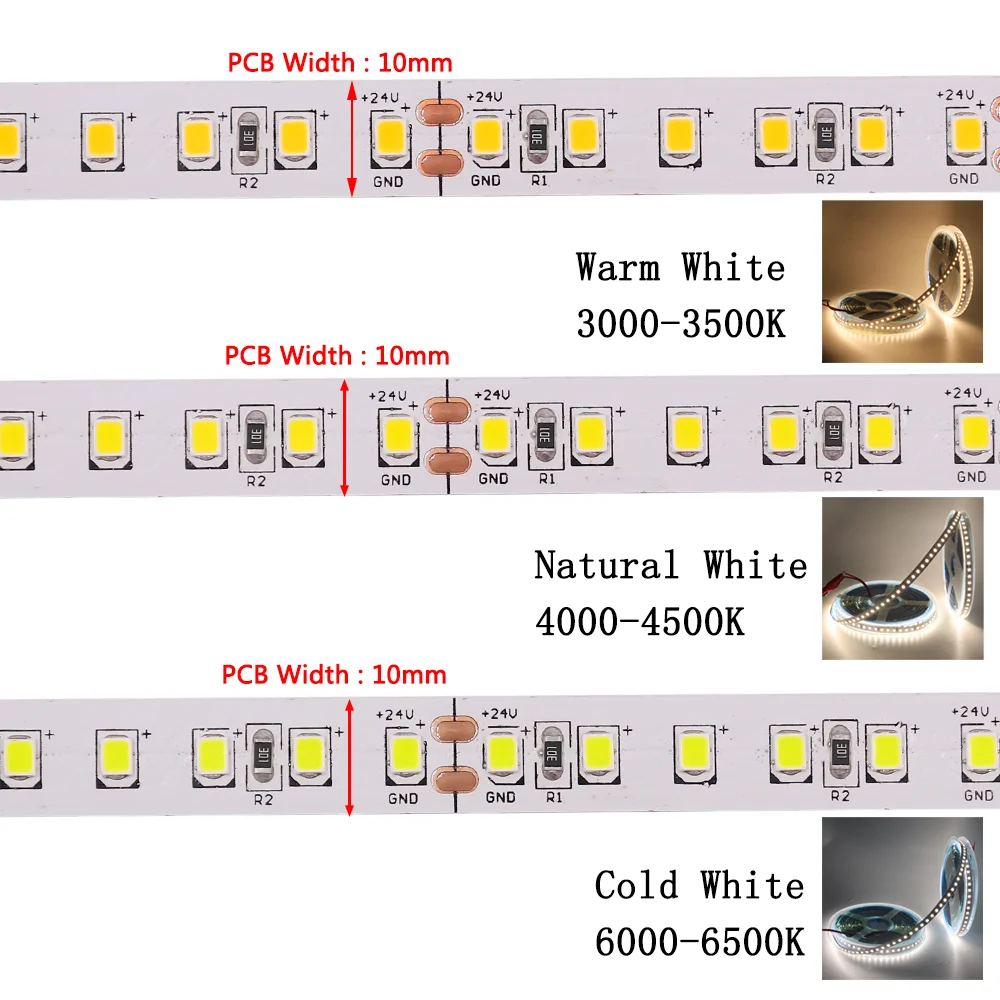 5 m LED-Streifenlicht, DC 12 V, 24 V, 2835, flexibles Band, Diodenlicht, 60/120/240/480 LED-Streifen, warm, natürlich, kaltweiß, Luces-LED-Band