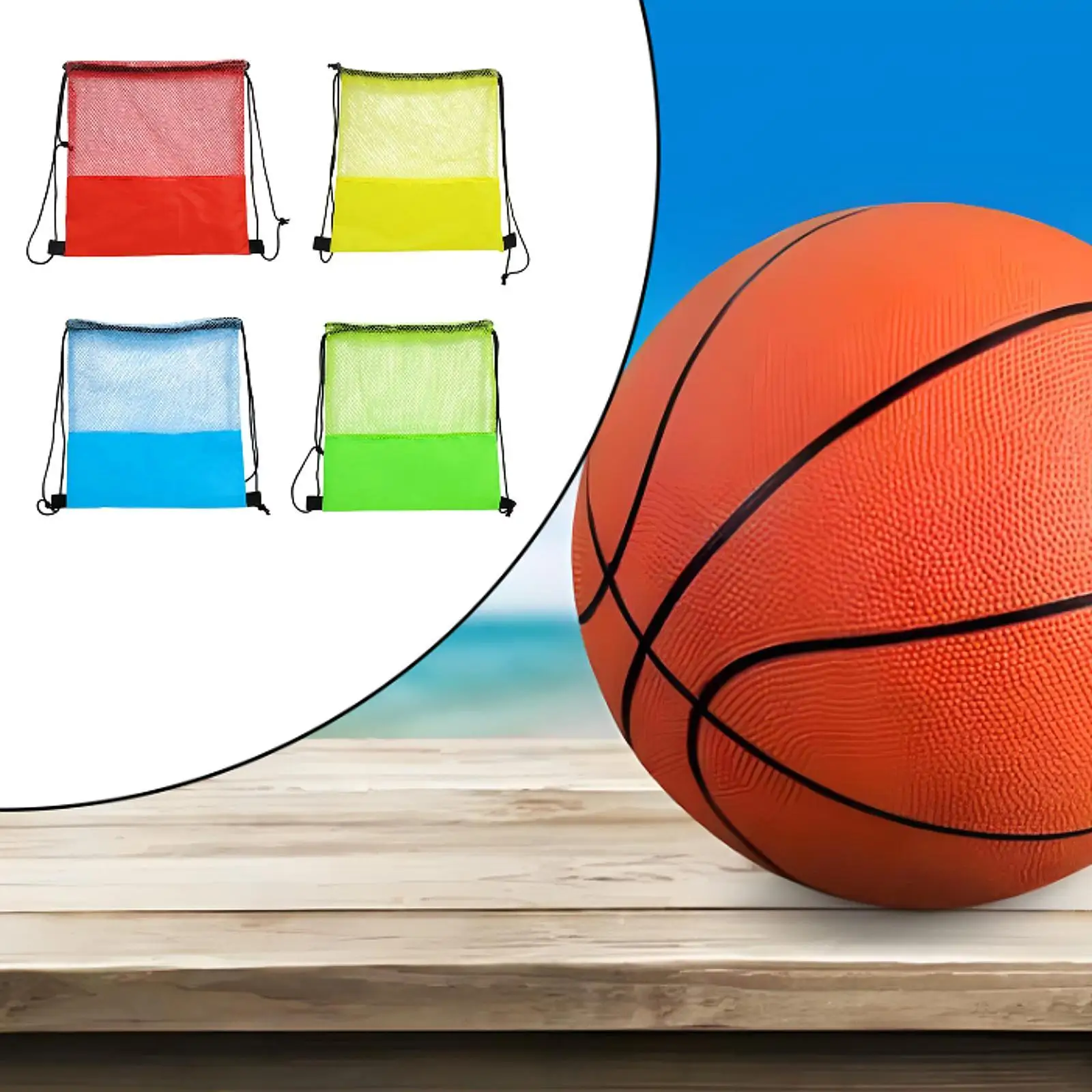 

Drawstring Basketball Backpack for Men Women Oxford Cloth Single Ball Bag Ball Holder Mesh Ball Bag for Swimming Outdoor