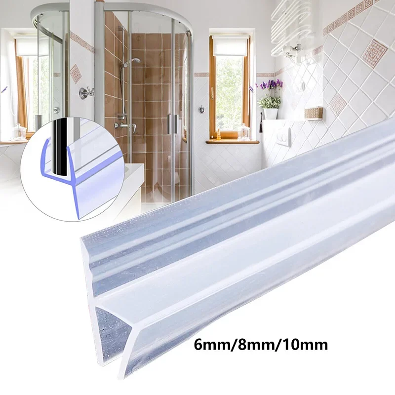 Bathroom Door Shower Curtain Shell Sealing Strip F/H Shape  For 6/8/10mm Glass 2M Thicken Waterproof Silicone Sealing Strip