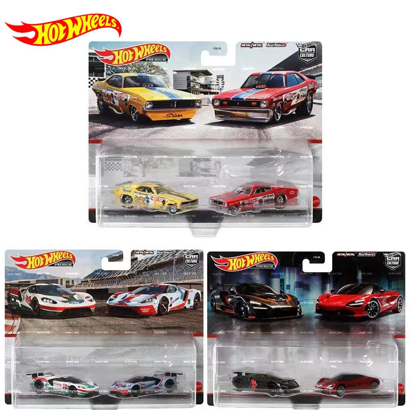 

Original Hot Wheels Twin Car Set Iron Bottom Rubber Tyre McLaren Ford GT Plymouth Car Culture 1:64 Toys for Boys Miniature Model