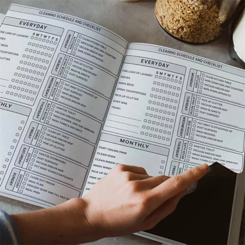 Планировщик уборки из 1 частей с расписанием, еженедельными и ежемесячными планами домашней уборки — идеальное решение для скучных выходных.