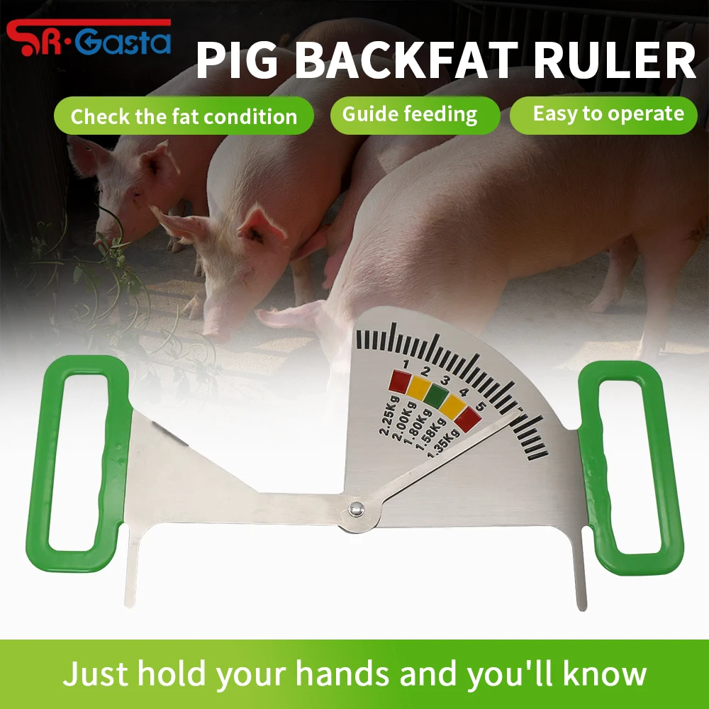 1 Pc Pig Stainless Steel Feeding Management Ruler Sow Back fat Range Detection Ruler Easy Lightweight with Plastic Handles