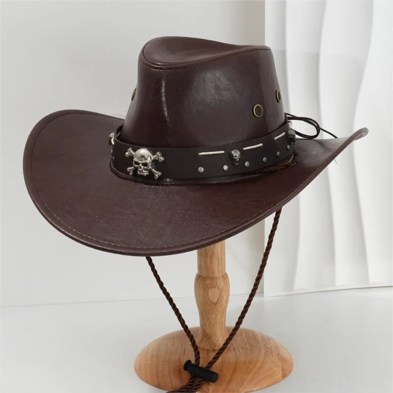 Men's and women's leather with three-dimensional rivets stud ropes are firm motorcycle