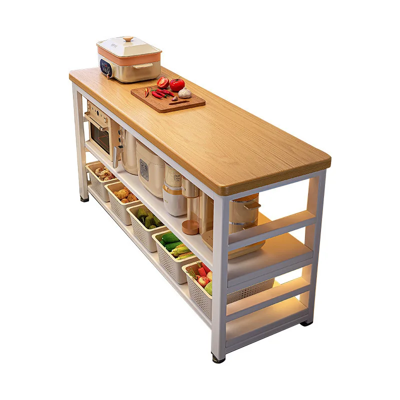 

Kitchen multi-functional shelf, floor-to-ceiling vegetable cutting table workbench storage narrow side cabinet