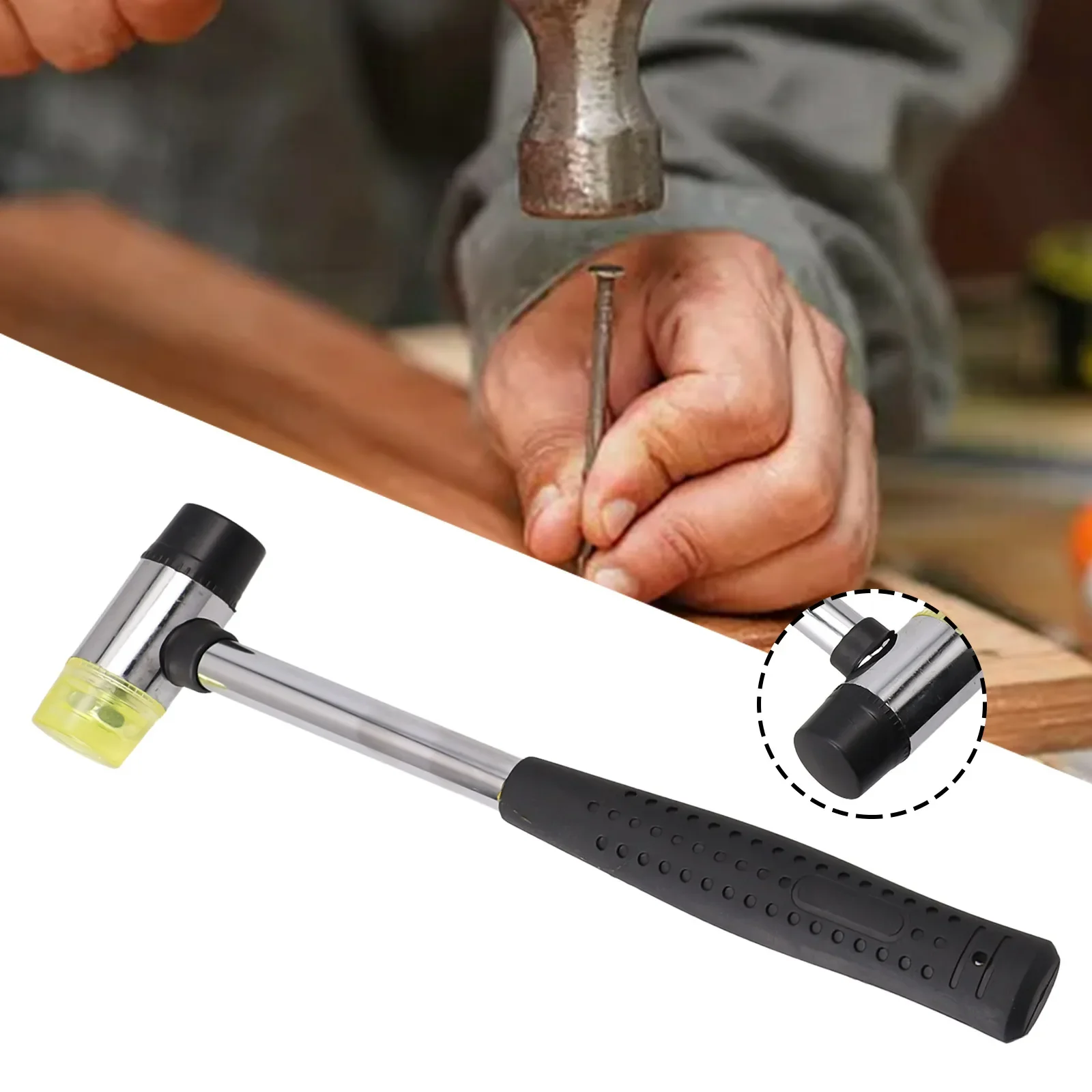 25mm Rubber Hammer Multifunctional Hand Tool with Wood Ring Mandrel Sizer Sizing Adjuster Jewelry Making Tool