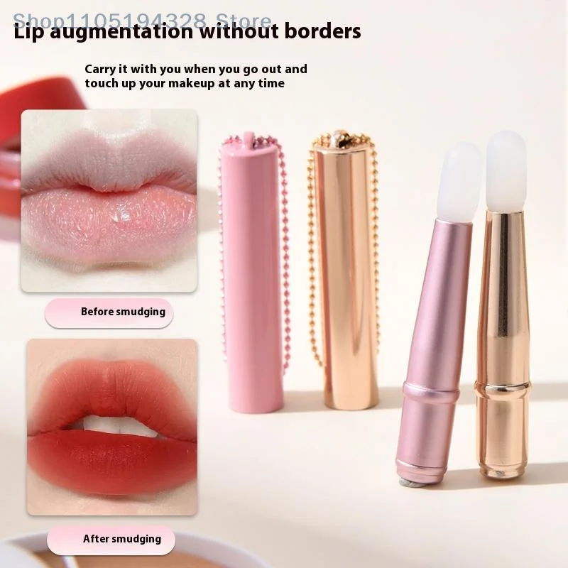 [MP] Mini cepillo de labios de silicona multifuncional con cadena de cubierta corrector máscara de labios brillo de labios aplicador de lápiz labial herramienta de belleza