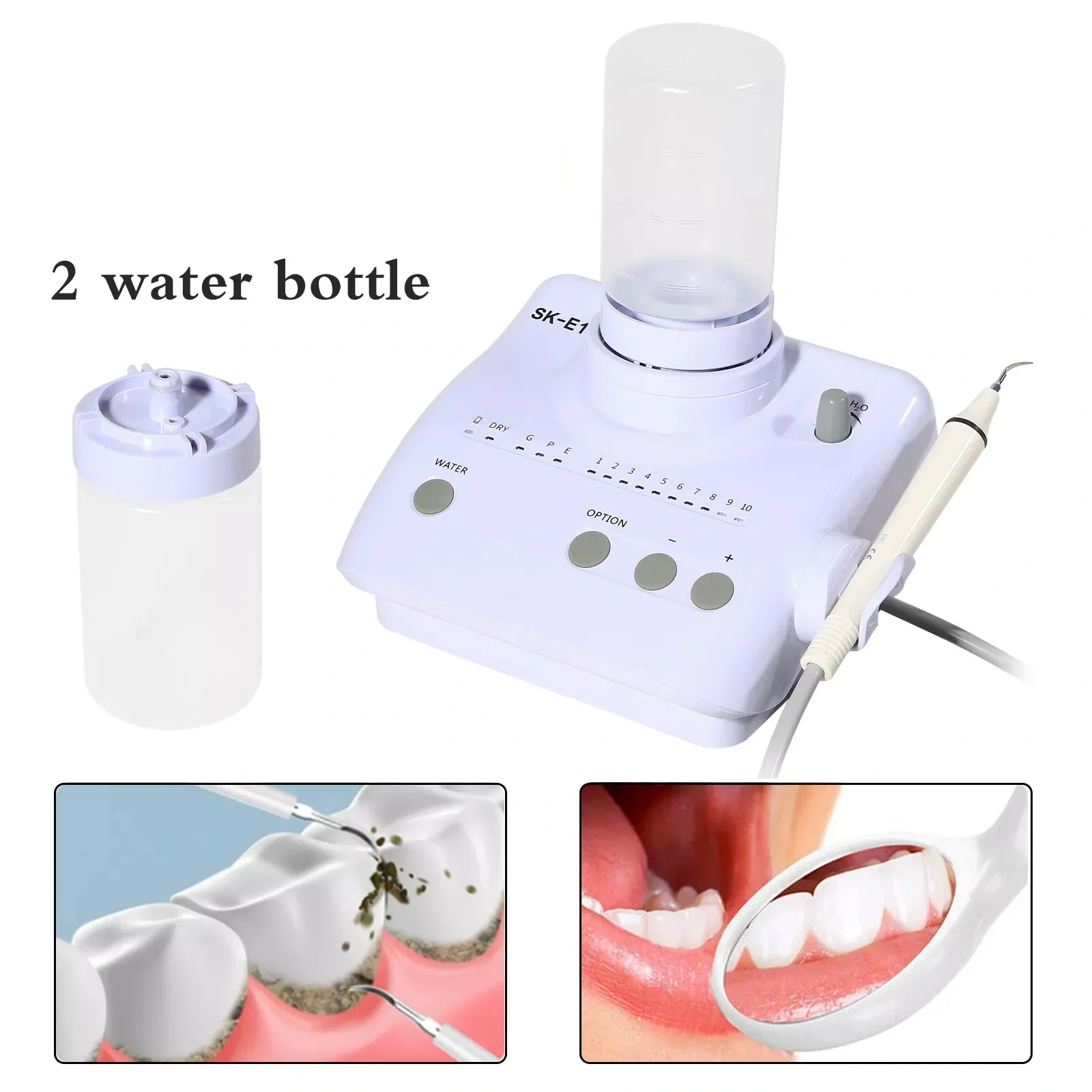 Dental Ultrasonic Piezo Scaler +Handpiece 2 Bottles 5 Tips Fit EMS Woodpecker SK-E1