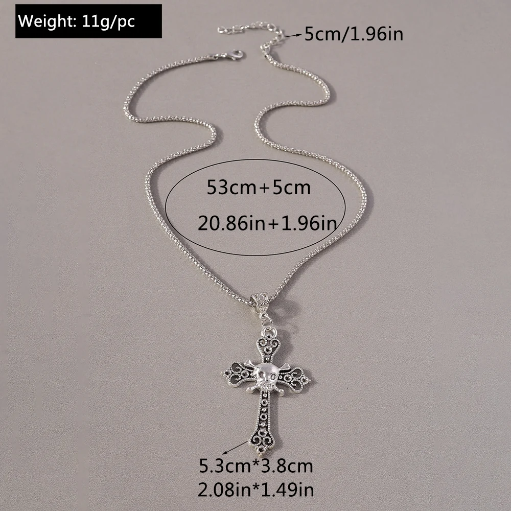 Aihua Gothic Steampunk Inverted Cross Halskette für Frauen Männer Popcorn Kette Persönlichkeit Hip Hop Punk Kruzifix Halskette Schmuck – Detail 9