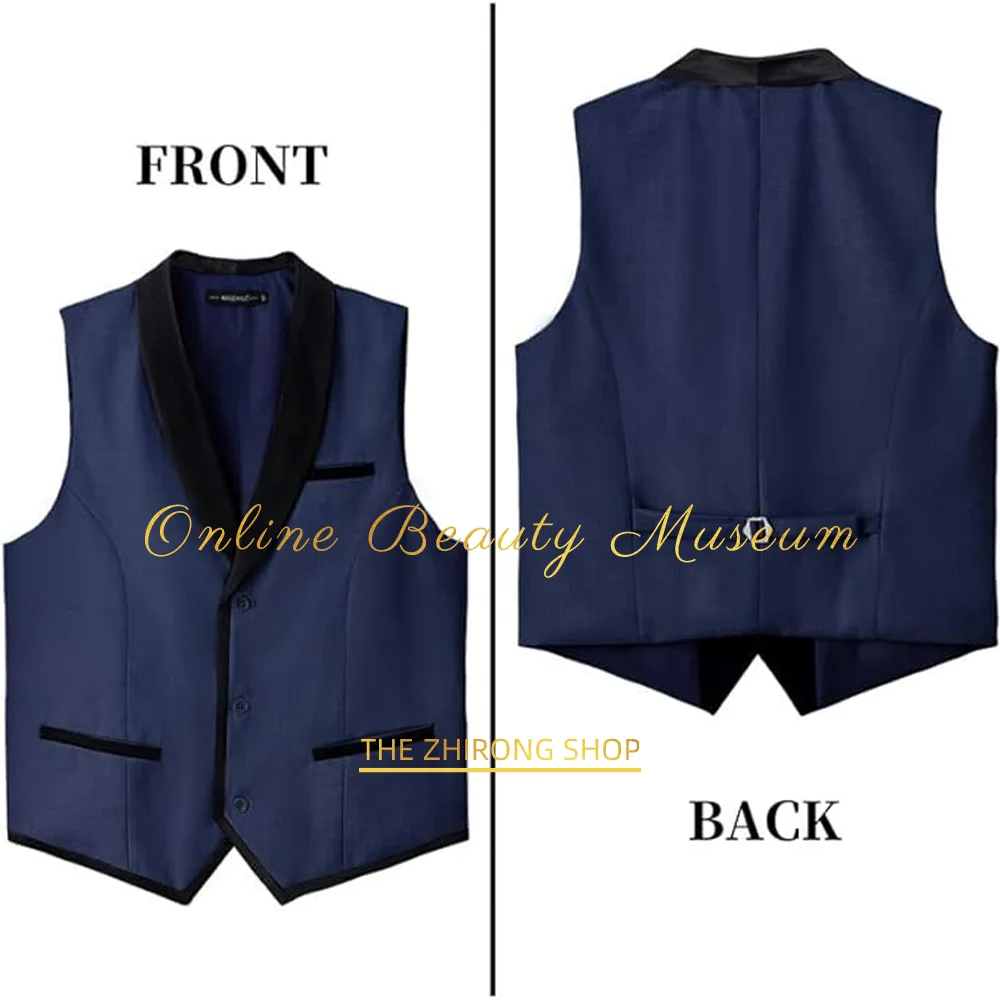 Men's 2-piece suit (vest + pants) satin shawl lapel formal business meeting summer wedding birthday halloween party, HANDMADE