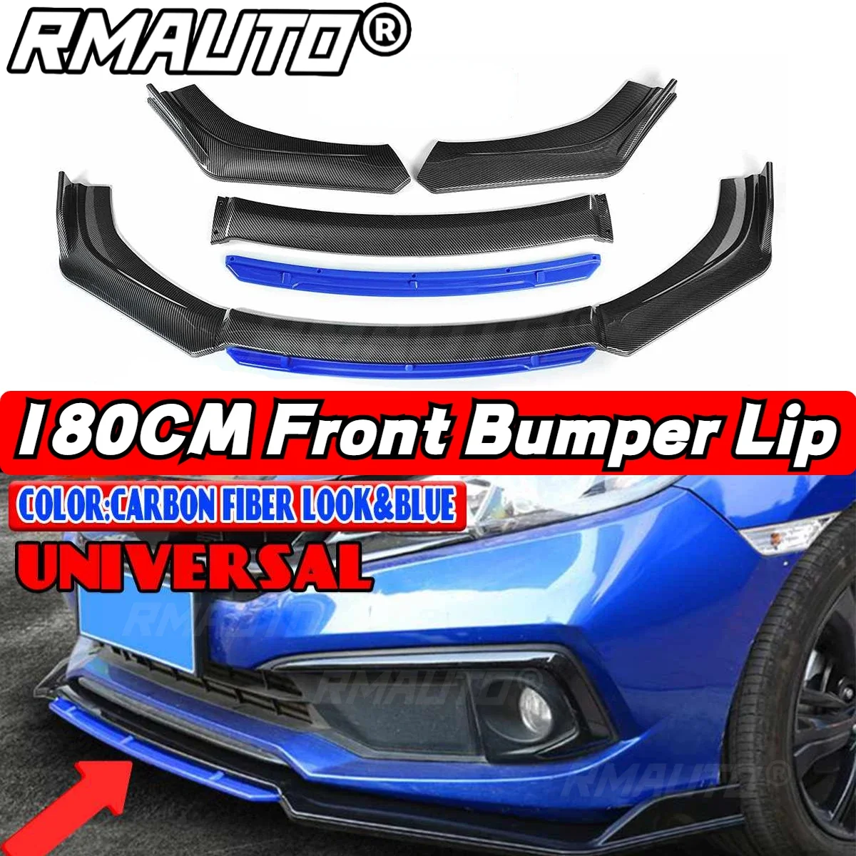 4Pcs Universal Front Bumper Lip Splitter Diffuser Spoiler Chin Bumper Body Kit For Honda For KIA For Mazda For BMW For Toyota