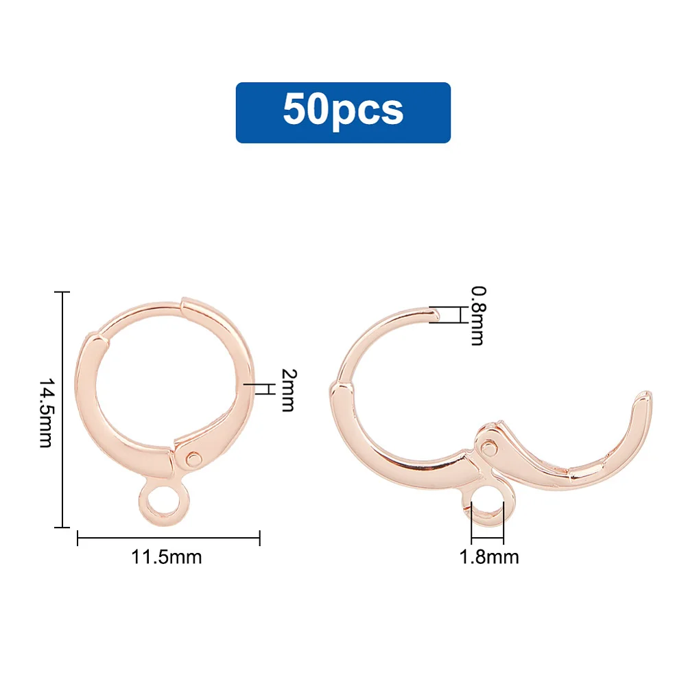 50Pcs Gold Brass Leverback Earring Hooks Dangle Round Earring Hooks Dangle Ear Wire Findings Leverback Ear Wires for Men Women