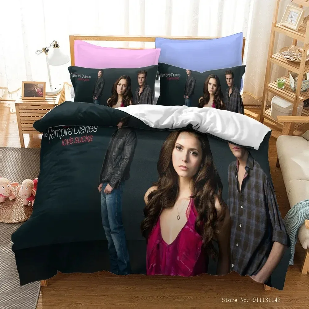 Modern TV Series Vampire Diaries Bedding Set 3D Printed Suitable for Bedroom Duvet Cover Set With Pillowcases Kids Home Textile