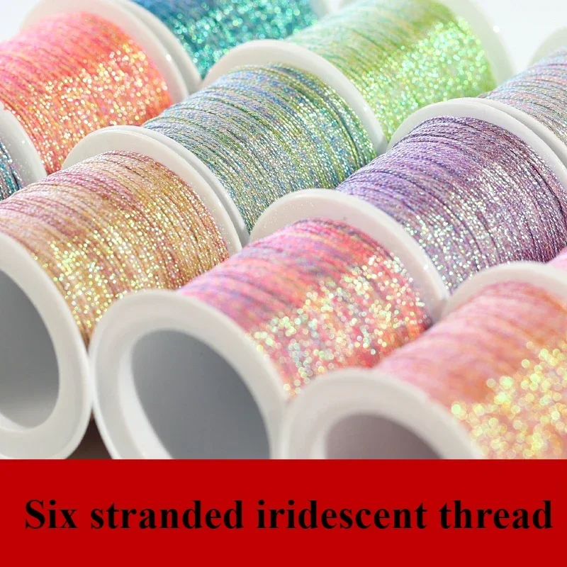 6-strand Colorful Thread Hand Woven Gold Wire Rope Bracelet Woven Hand Rope DIY Colorful Rope Material Accessories