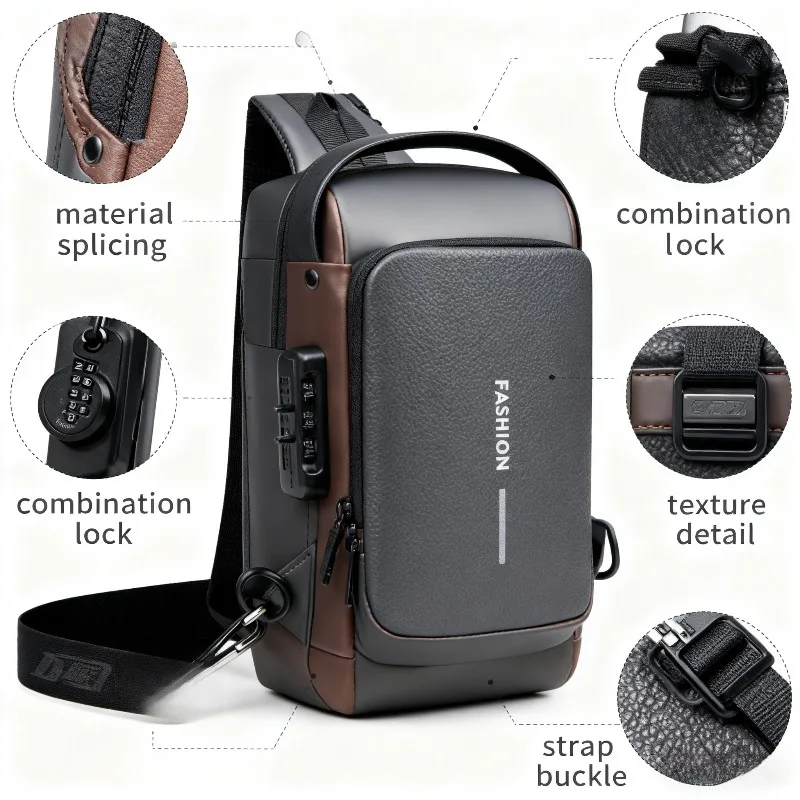 

Men's Fashion Anti - Theft Sling Bag Multifunctional Crossbody Chest Bag for Daily Use and Travel