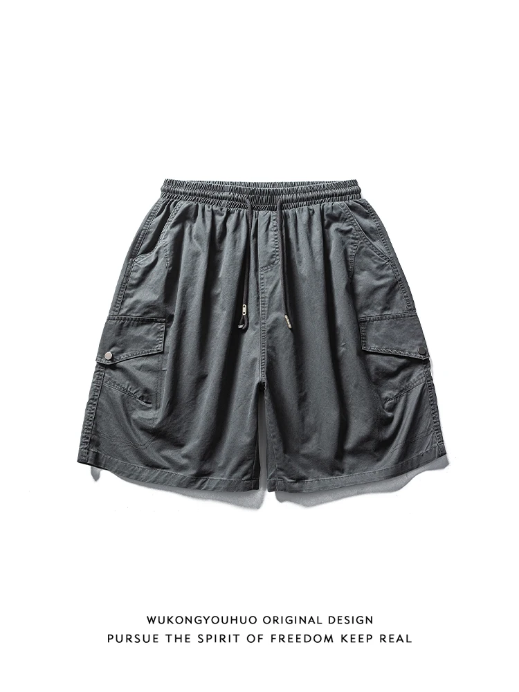 

Wukong Has Goods Trendy Retro Waed Workwear Five-Point Pants Men Summer Street Loose Wide Leg Casual orts Straight Leg