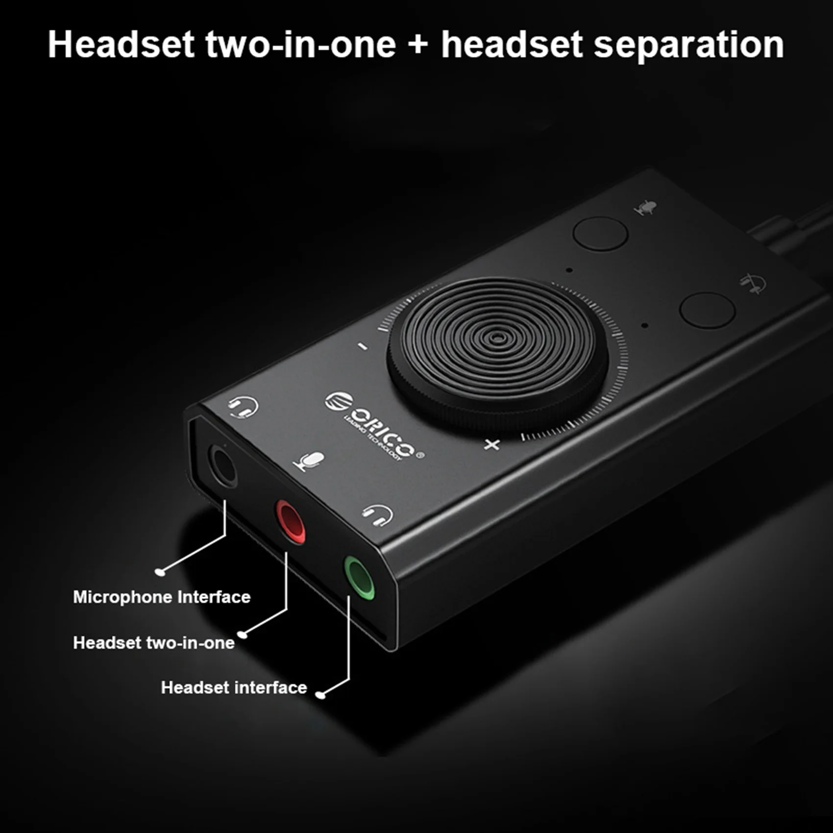 ORICO SC2-BK External USB Sound Card USB Audio Adapter Headset Drive-Free Sound Card for Laptop Desktop Computer