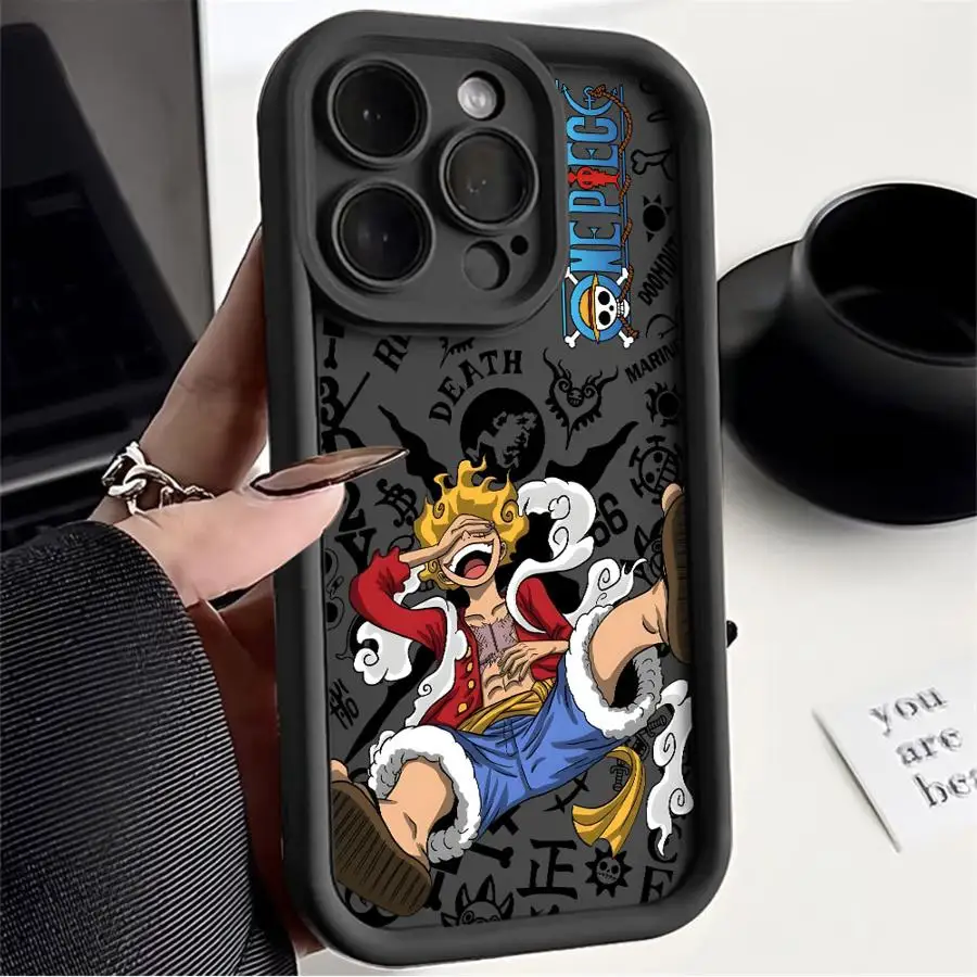 Uma peça luffys gear 5 capa macia de telefone para iphone 17 air 15 16 14 plus 13 12 11 pro max 16e xs max xr