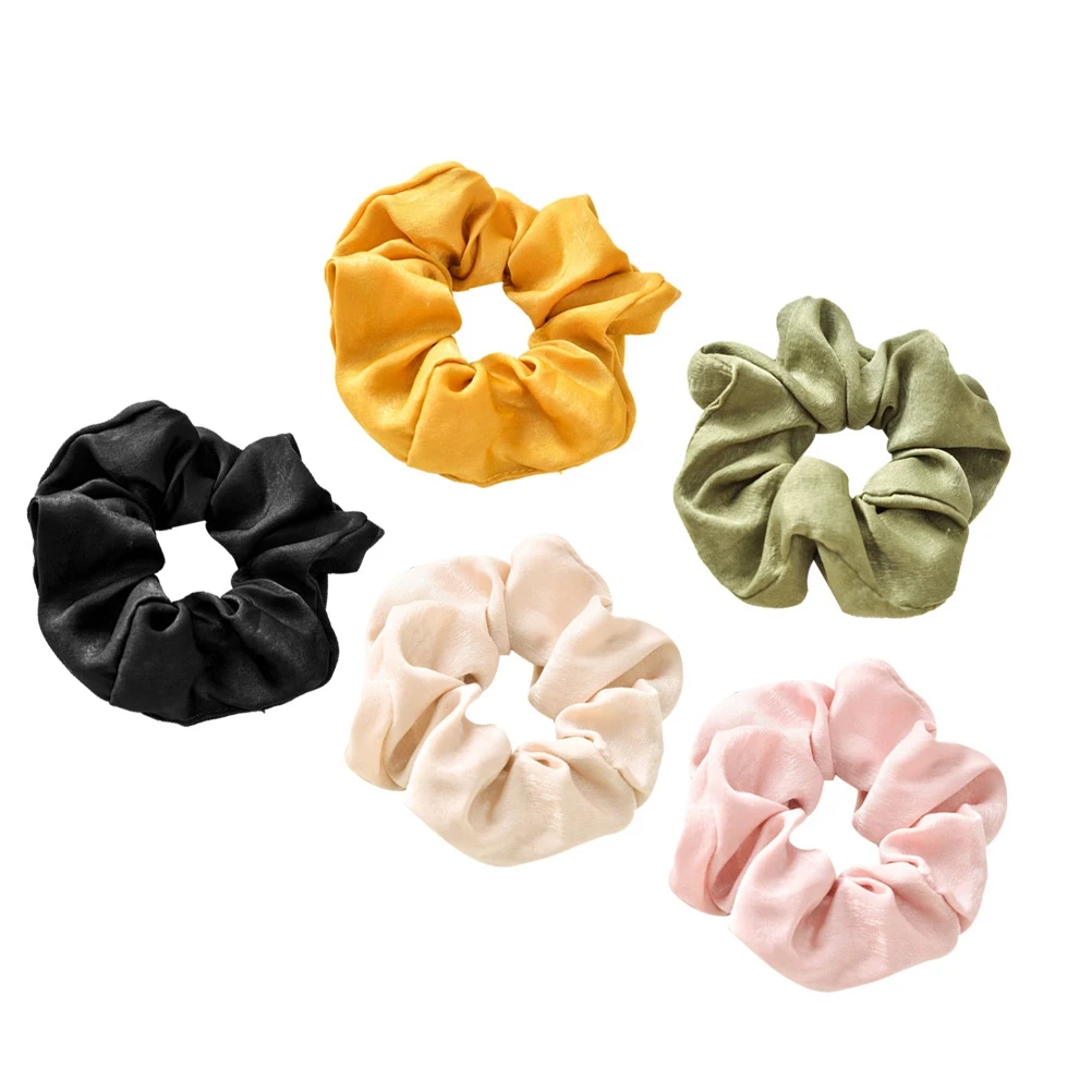 

5 Pcs Ties Solid Color Elastic Ponytail Holders Rope Women Girl Daily Wear Stylish Accessories Gift