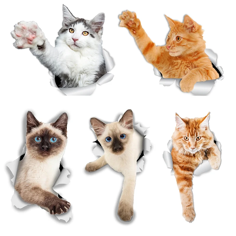 M458 Cat Stickers Breakout Siamese Wall Sticker Home Decoration Toilet Decals for Bedroom Kitchen Living Room Walls Decor