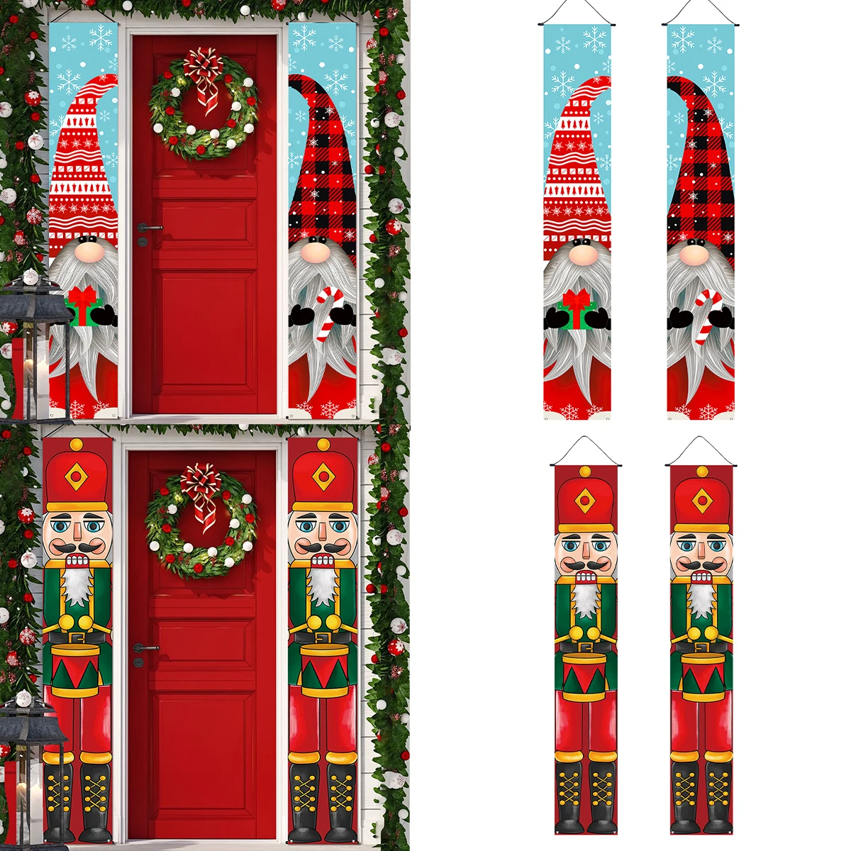 Christmas Hanging Door Banner Santa Claus Snowman Couplet Xmas Decor For Home 2024 Xmas Gifts Navidad Happy New Year Noel 2025