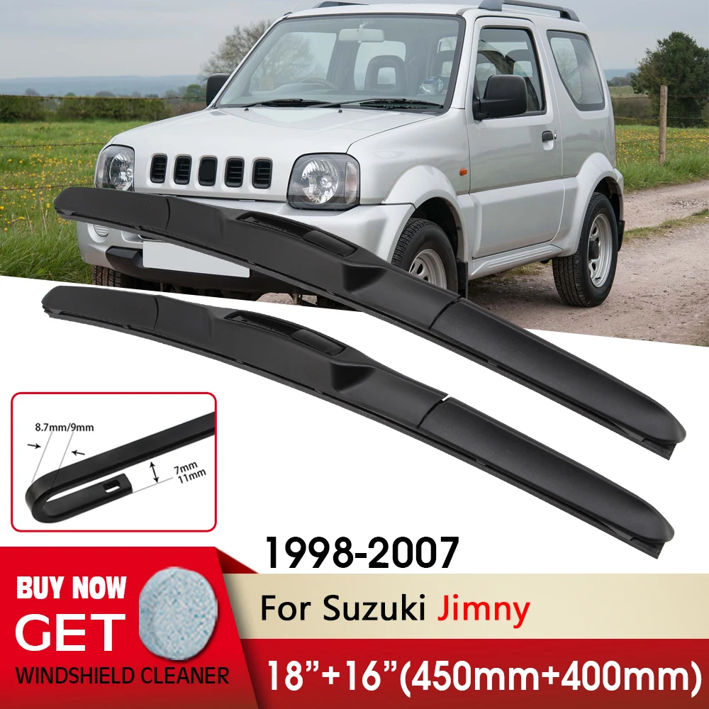 

Car Wiper RHD & LHD Front Wiper Blades 18"+16" For Suzuki Jimny 1998-2007 Fit U Hook Arm Windshield Windscreen Front Window