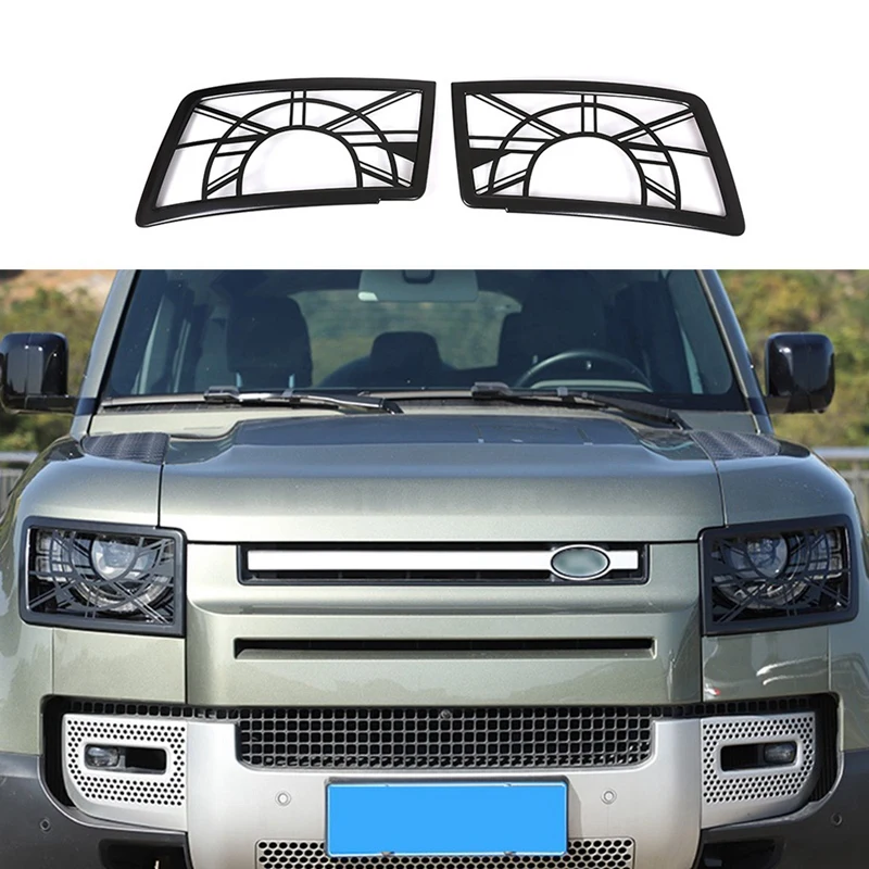 Pelindung lampu depan mobil, aksesoris Cover jaring pelindung lampu depan mobil untuk Land Rover Defender 110 2020-2022