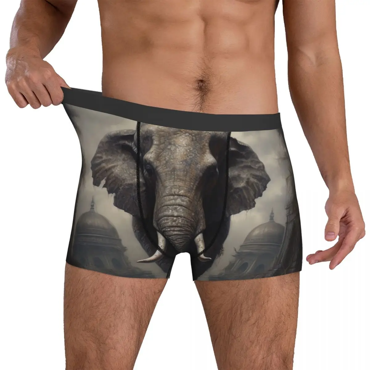 

Elephant Underwear Mystic Surrealist Grotesque Illustrations Males Boxer Brief Elastic Boxer Shorts Hot Print Large Size Panties