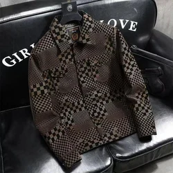 Men's Jacket Autumn Winter Slim Plus Fashion trend Thickened Biker Casual Coat Men plaid Leather Jacket
