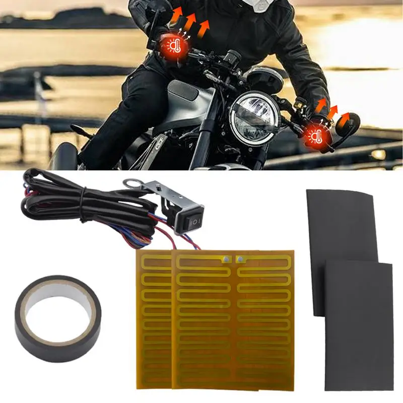 Heated Motorcycle Grip Wraps 12V Waterproof Motorcycle Heating Handle Cover 2 Temperature Settings Winter Warmer for ATV