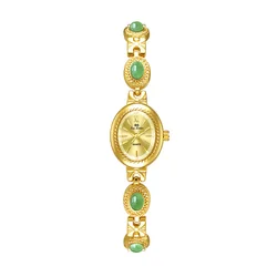 Elegant Women's Watch Jade Bracelet Small Clock Original Brand Fashion Quartz Watches Luxury Golden Wristwatch Gifts For Women