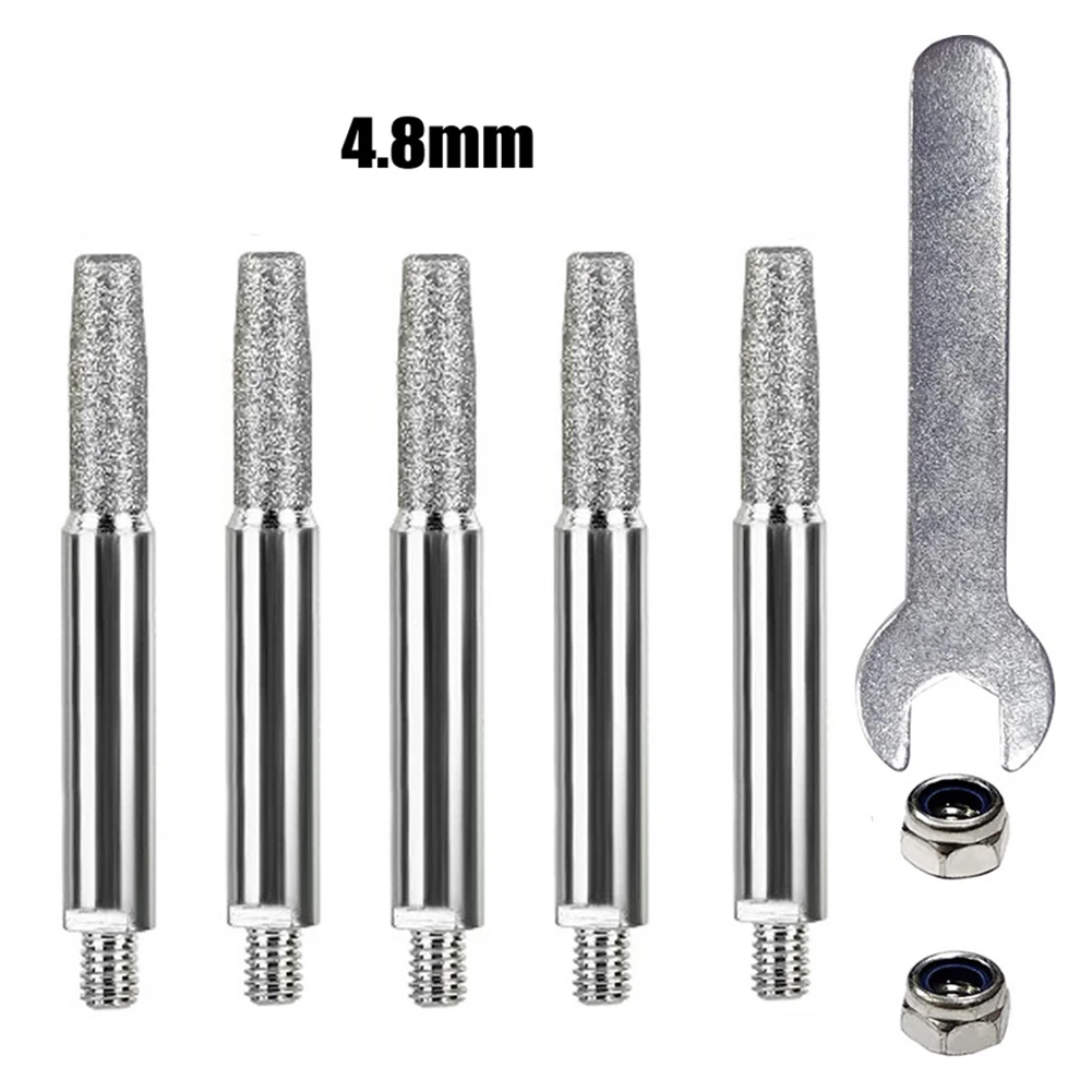 5pcs/lot Chainsaw Sharpener Cylindrical Burr 4 4.8 5.5mm Parts Grinding Head Chain Saw Sharpener Stone File Grinding Tool