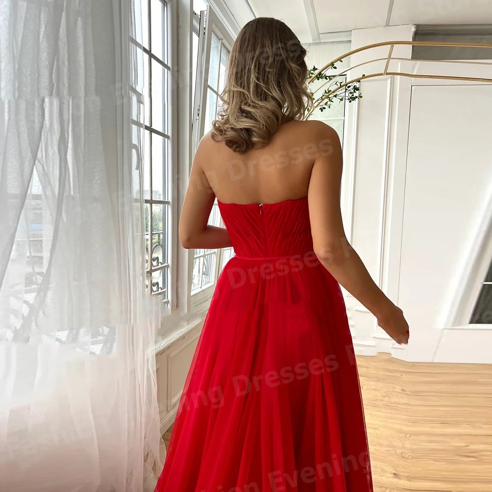 Charmante rode vrouwen A-lijn avondjurken Sweetheart prom jassen op maat gemaakte mouwloze vestidos de fiesta bloemen robe de soirée