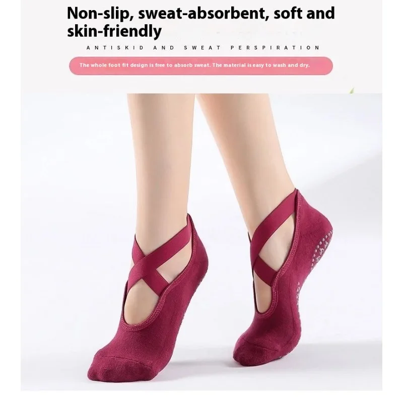 المضادة للانزلاق اليوغا الرقص الجوارب النساء القطن الرقص الجوارب عدم الانزلاق جوارب رياضية قبضة داخلية أحذية بيلاتيس مع تيري بطانة اللياقة البدنية