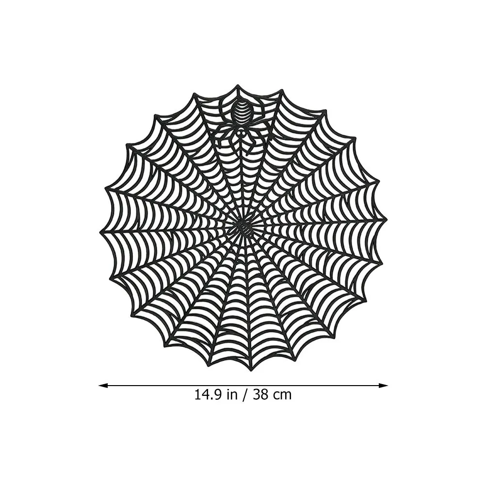 6Pcs Stylish Halloween Placemats Spider Web Design Table Mats Non Slip Reusable Easy to Clean for Dining Room Kitchen