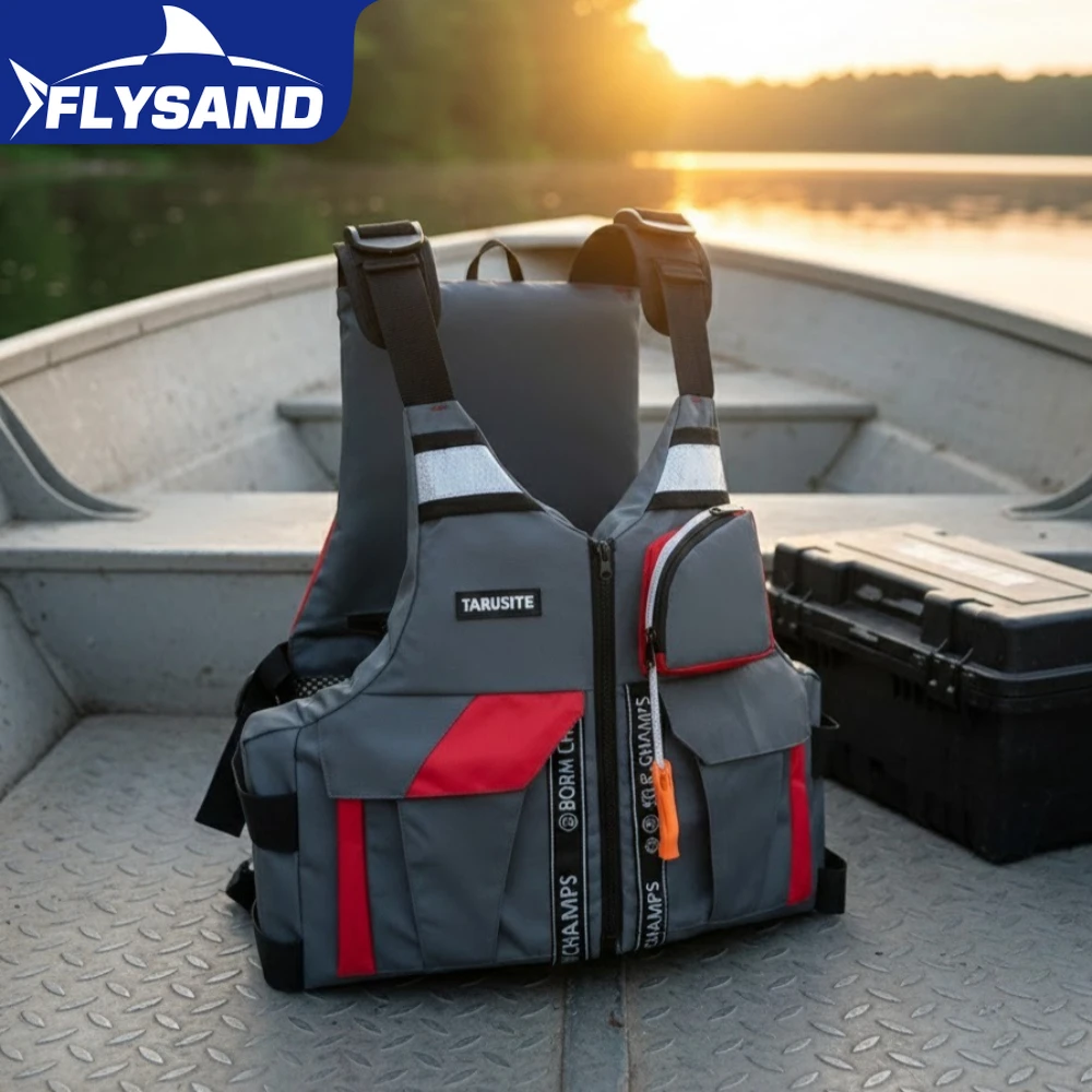 

Рыболовный жилет с высокой плавучестью, регулируемый спасательный жилет безопасности для мужчин и женщин, снаряжение для рыбалки на открытом воздухе, катания на лодках, водных видов спорта