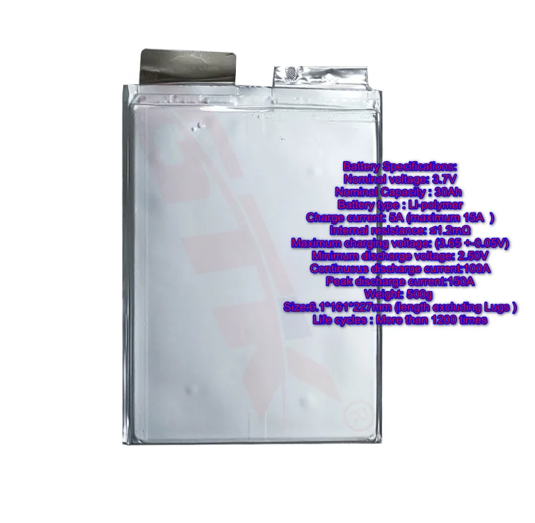 Gtk ternario 3,7 V 30Ah 40Ah 50Ah 60Ah li batería de iones de litio baterías rectángulo bolsa celular células lipo li-po paquete de polímero