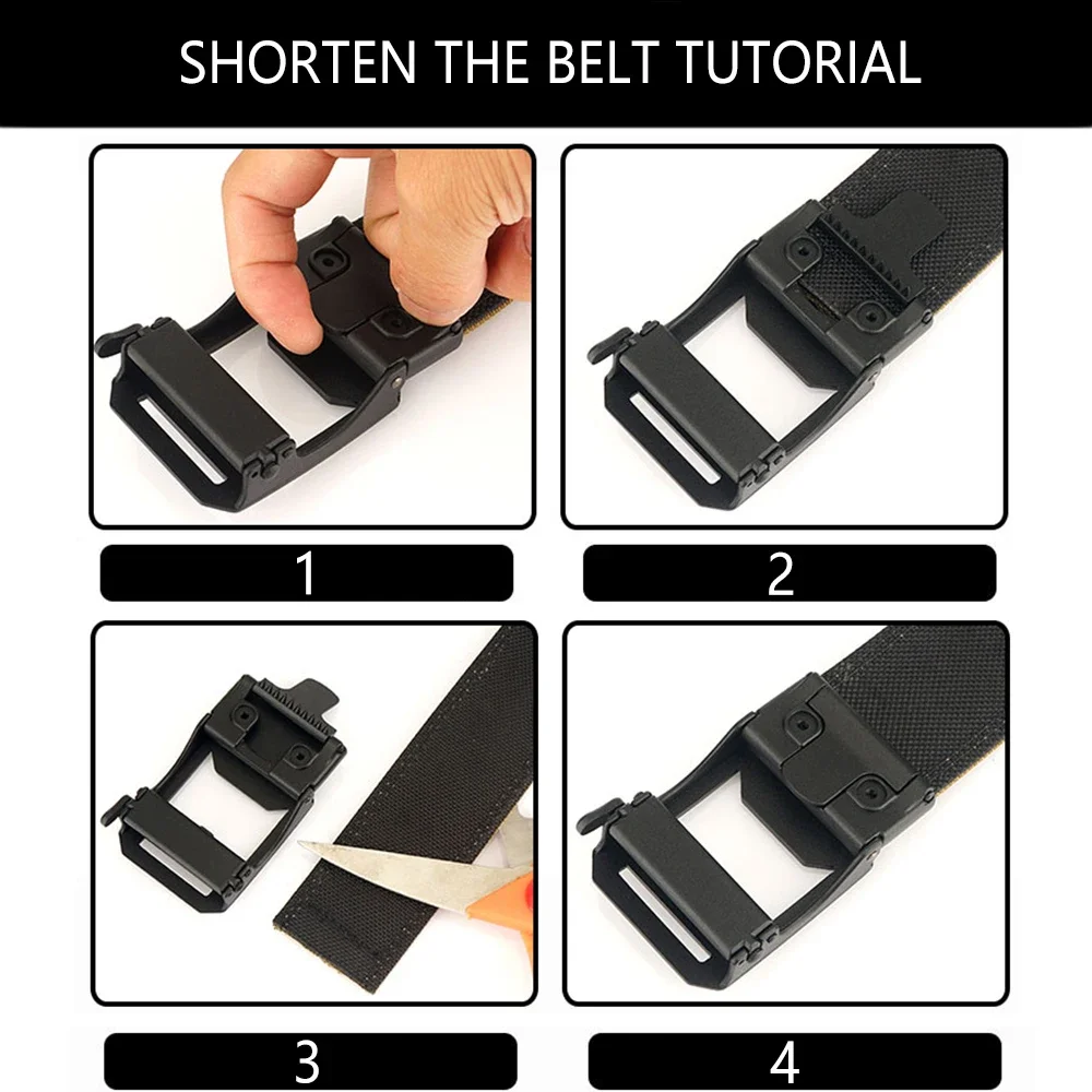 TUSHI Brand 4.3CM Wide Double-layer Reinforced Automatic Buckle Shooting Training Quick Hanging Pistol Mens Belt Nylon Outdoor