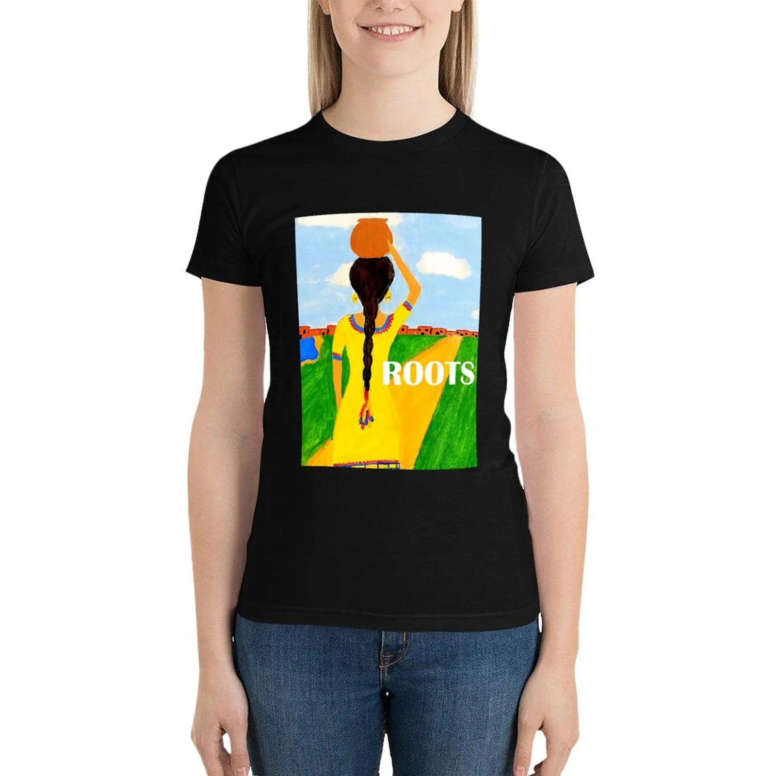 

Roots T-Shirt korean fashion funny summer top Women t-shirts
