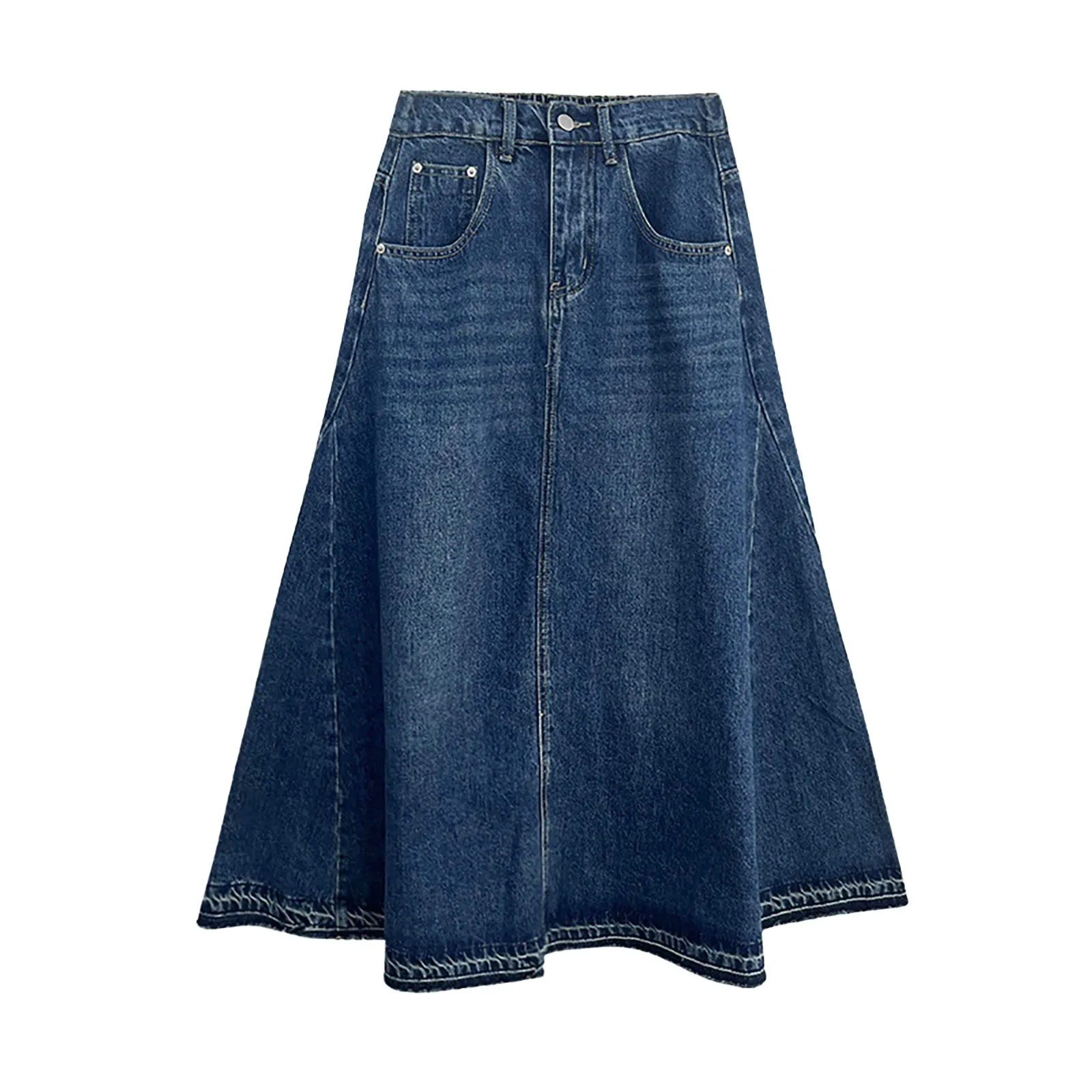 Denim Skirts Women Vintage Simple Fashion Casual Maxi Long Faldas Mujer Streetwear Korean Style College Girls Popular All-match