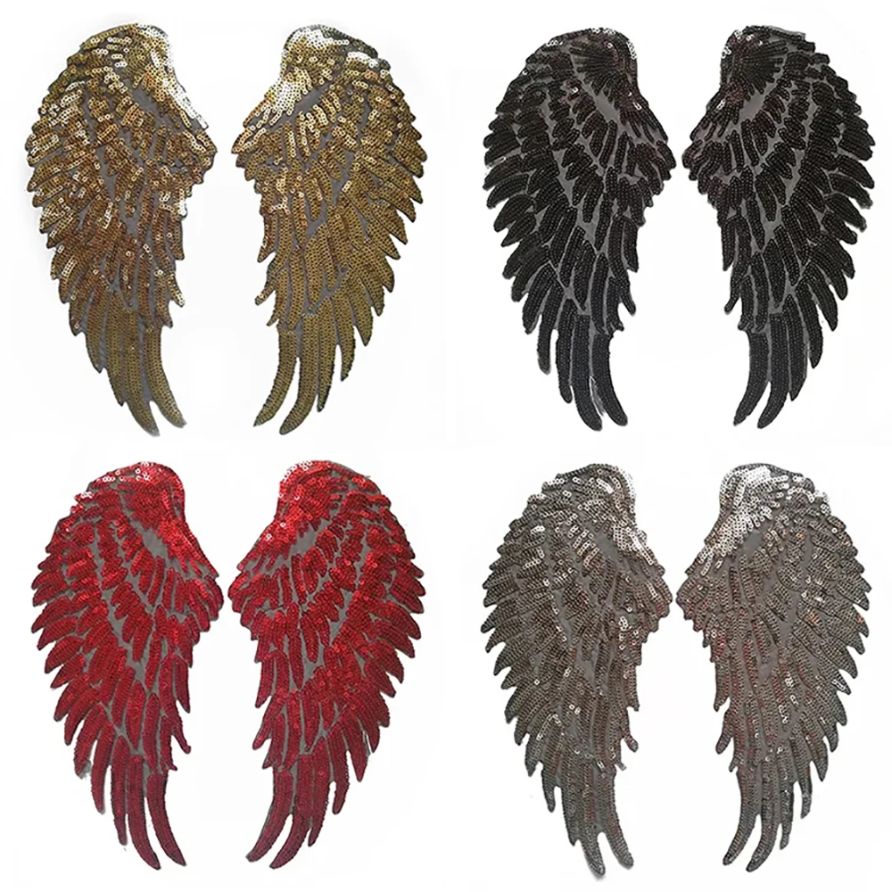 1 Pair/Angel Wings Sewing Patch T-Shirt Adhesive Shiny Sequin Applique Embroidery Patch DIY Clothing Accessory Backpack Patches